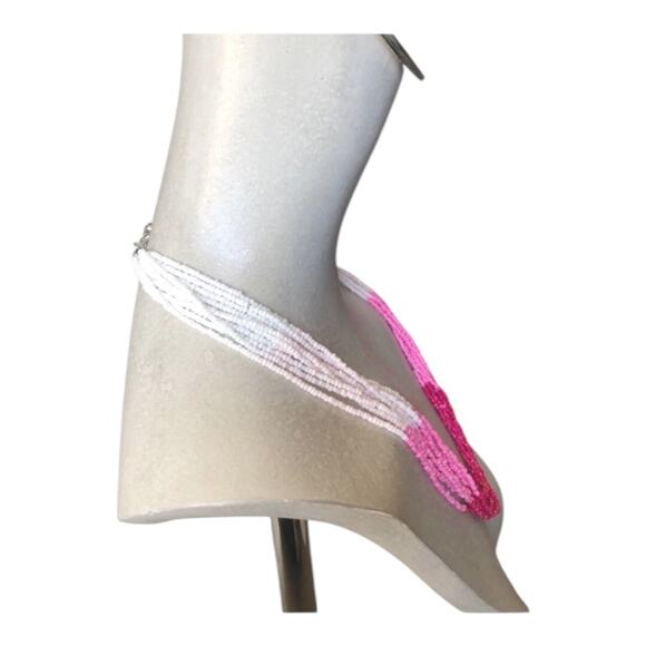 Retro Multi Pink Shades Strands Mini Beads Tribal Inspired Boho Chic Necklace - Picture 10 of 11